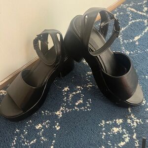 Black Women's Platform Sandals, Size 38 or 7.5